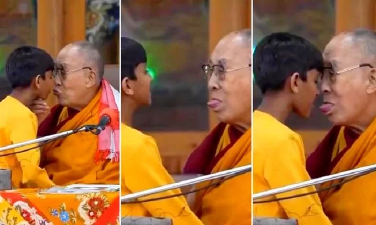 Dalaï-lama, embrasse un mineur sur la bouche et lui a demandé de « sucer sa langue » (Vidéo)