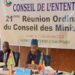 Conseil de l&rsquo;Entente: Bilan et les perspectives avec le conseil des ministres